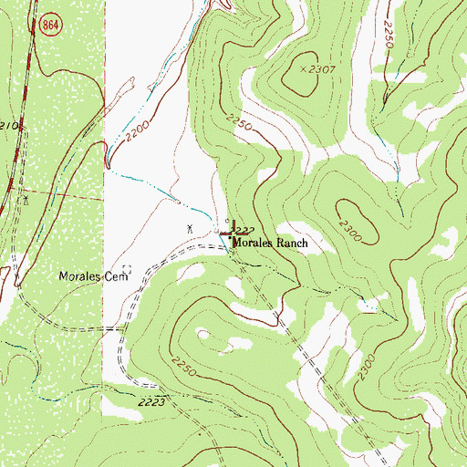 Topographic Map of Morales Ranch, TX