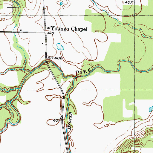Topographic Map of Moran Branch, TX