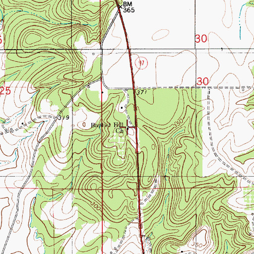 Topographic Map of Baptist Hill Church, AL