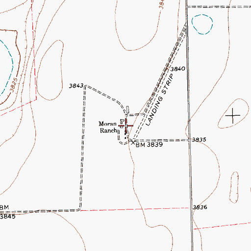 Topographic Map of Moran Ranch, TX
