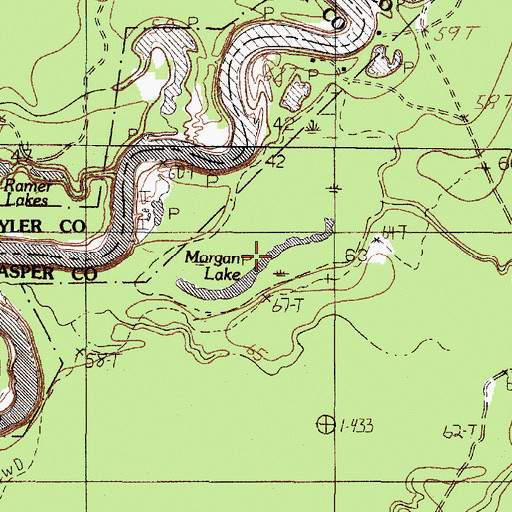 Topographic Map of Morgan Lake, TX