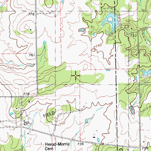 Topographic Map of Morris Cemetery, TX