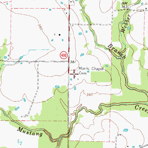 Topographic Map of Morris Chapel Cemetery, TX