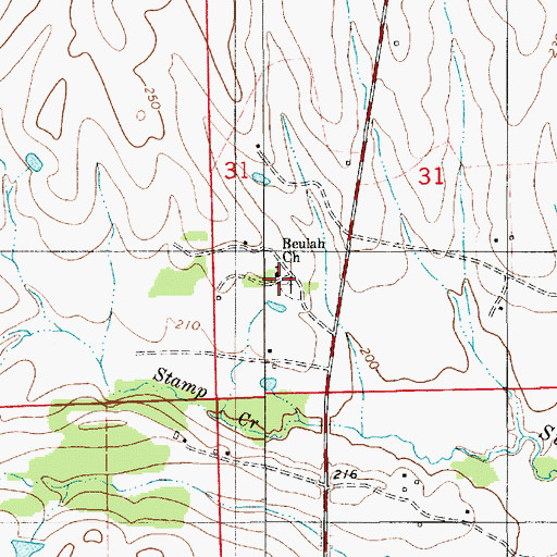 Topographic Map of Beulah Church, AL