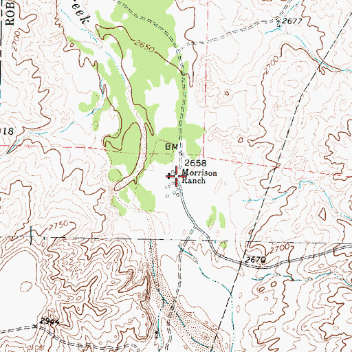 Topographic Map of Morrison Ranch, TX