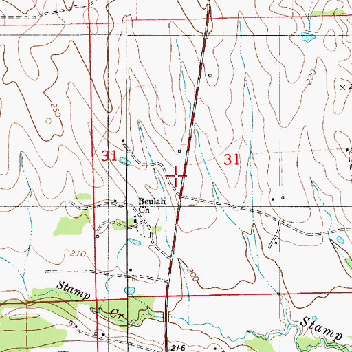 Topographic Map of Beaulah School (historical), AL