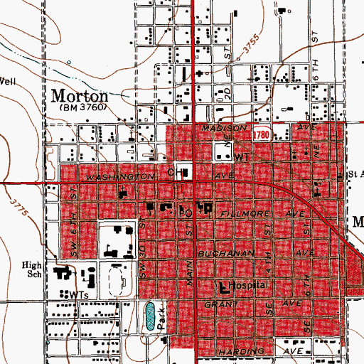 Topographic Map of Morton, TX