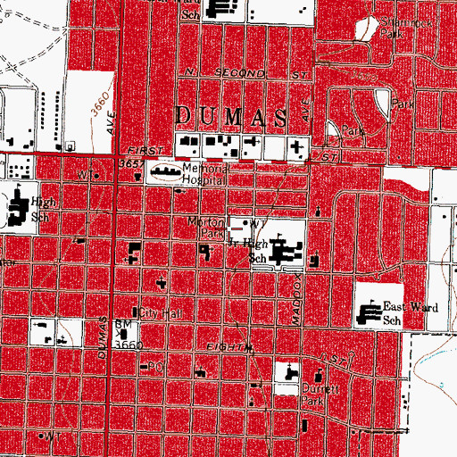 Topographic Map of Morton Park, TX