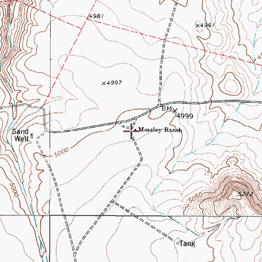 Topographic Map of Moseley Ranch, TX