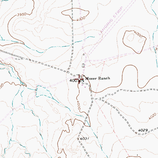 Topographic Map of Moser Ranch, TX