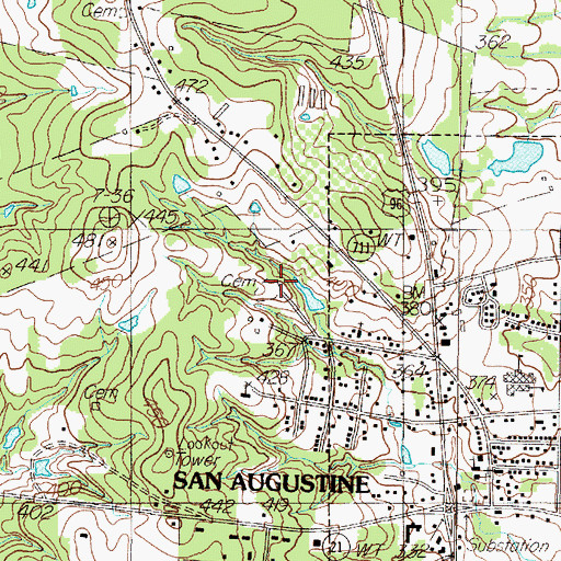 Topographic Map of Moses Cemetery, TX