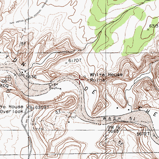 Topographic Map of White House Ruins, AZ