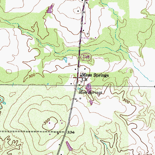 Topographic Map of Moss Springs Church, TX