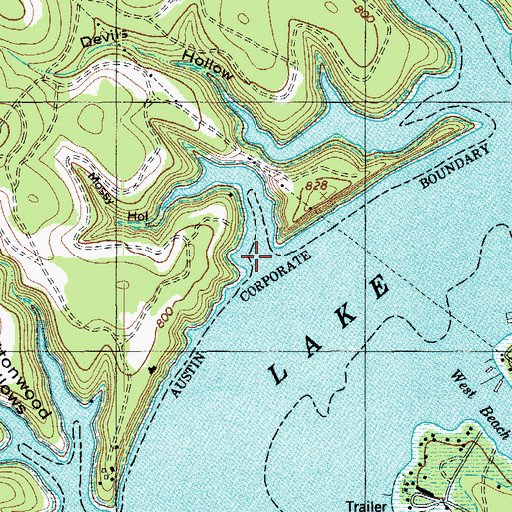 Topographic Map of Mossy Hollow, TX
