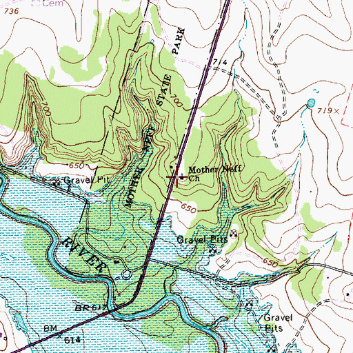 Topographic Map of Mother Neff Church, TX