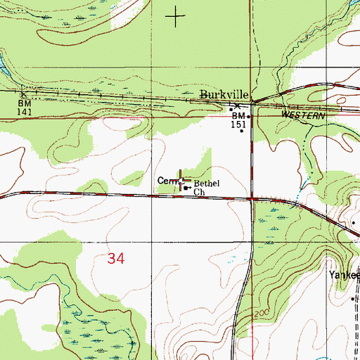 Topographic Map of Bethel Church, AL