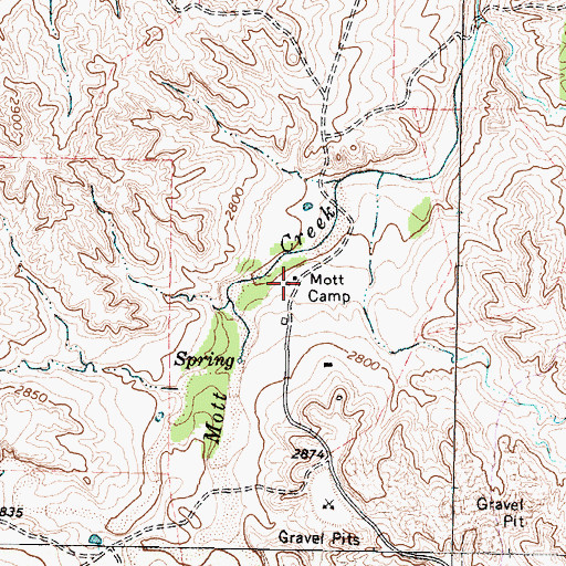 Topographic Map of Mott Camp, TX