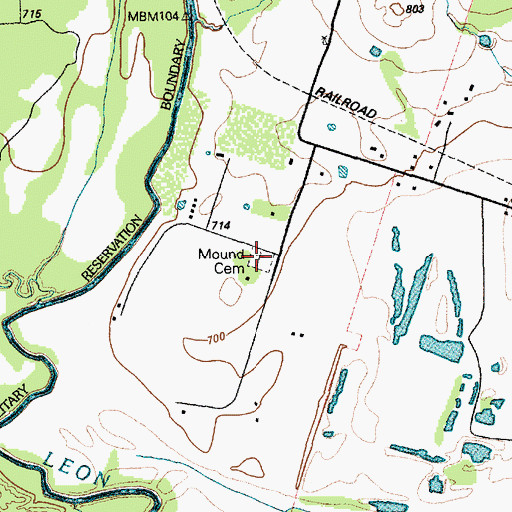 Topographic Map of Mound Cemetery, TX