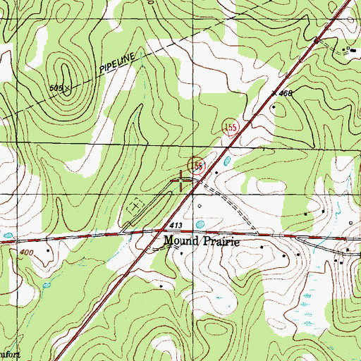 Topographic Map of Mound Prairie School, TX