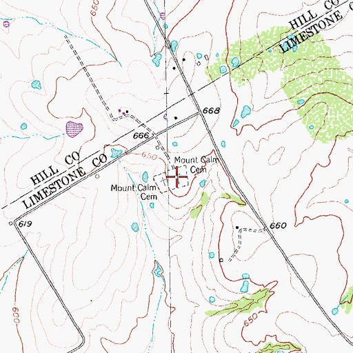 Topographic Map of Mount Calm Cemetery, TX