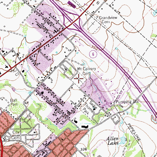 Topographic Map of Mount Calvary Cemetery, TX