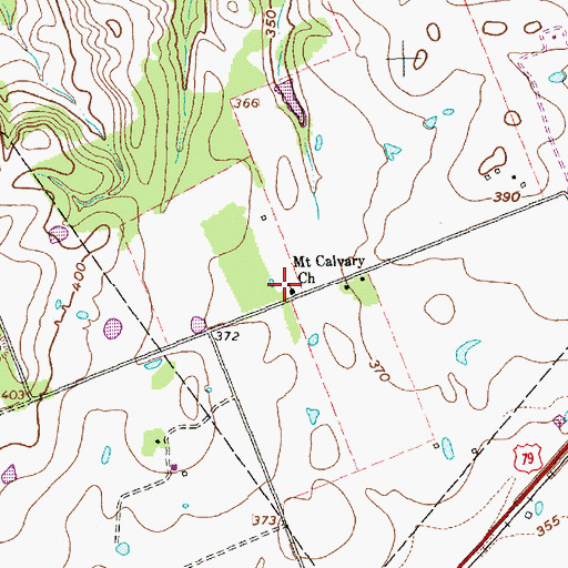 Topographic Map of Mount Calvary Church, TX