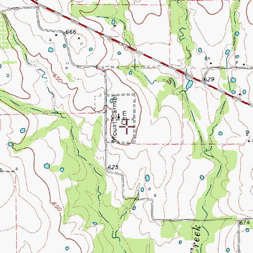 Topographic Map of Mount Carmel Cemetery, TX