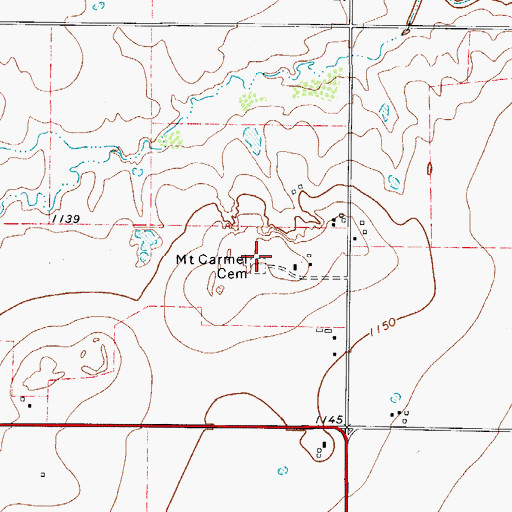 Topographic Map of Mount Carmel Cemetery, TX