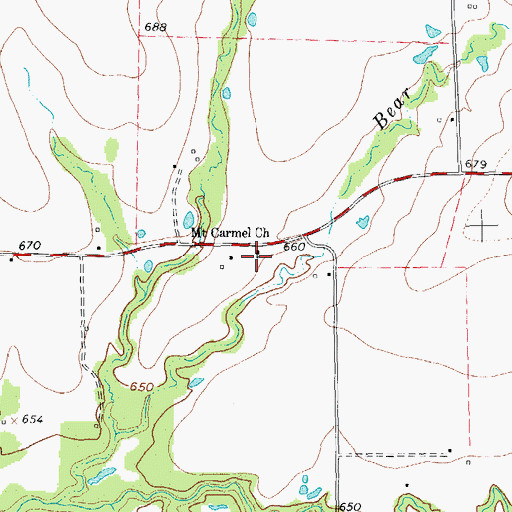 Topographic Map of Mount Carmel Church, TX