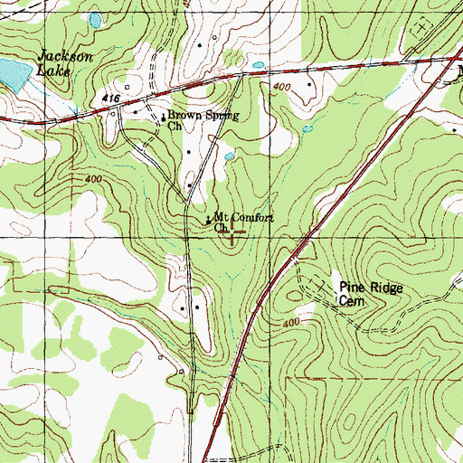 Topographic Map of Mount Comfort Church, TX