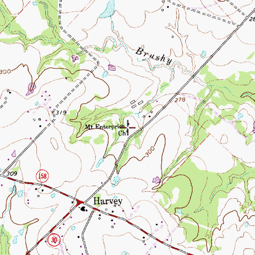 Topographic Map of Mount Enterprise Church, TX