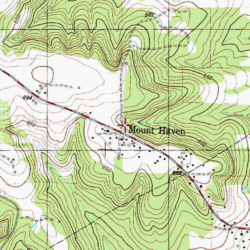 Topographic Map of Mount Haven School, TX