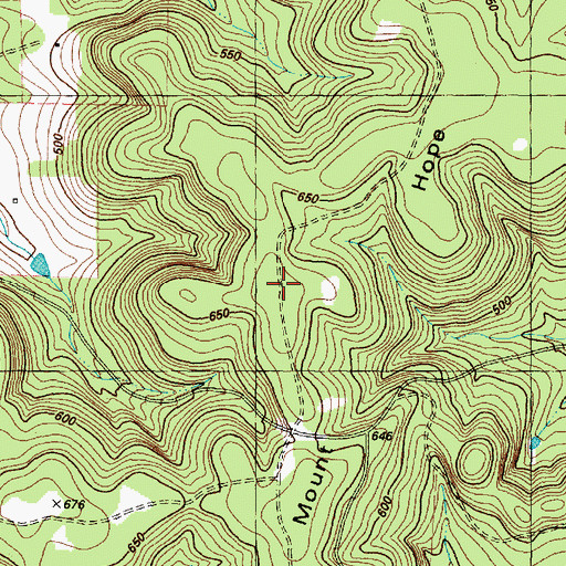 Topographic Map of Mount Hope, TX