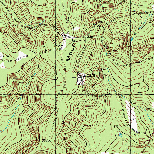 Topographic Map of Mount Hope Cemetery, TX