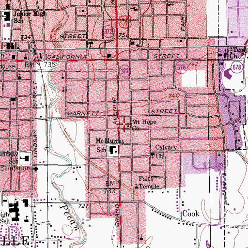 Topographic Map of Mount Hope Church, TX