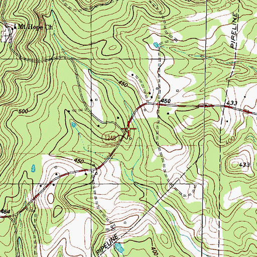 Topographic Map of Mount Hope School, TX