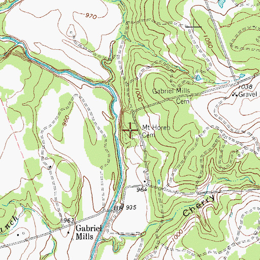 Topographic Map of Mount Horeb Cemetery, TX