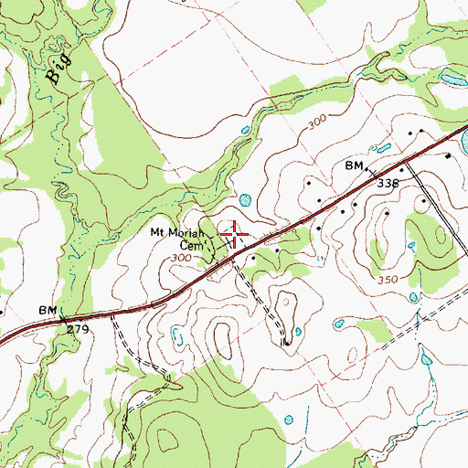 Topographic Map of Mount Moriah Cemetery, TX