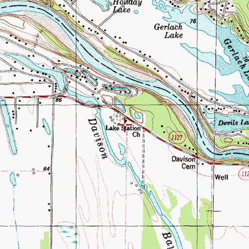 Topographic Map of Lake Station Church, TX