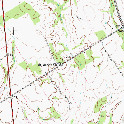 Topographic Map of Mount Moriah Church, TX