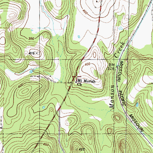 Topographic Map of Mount Moriah Church, TX