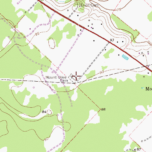 Topographic Map of Mount Olive Cemetery, TX