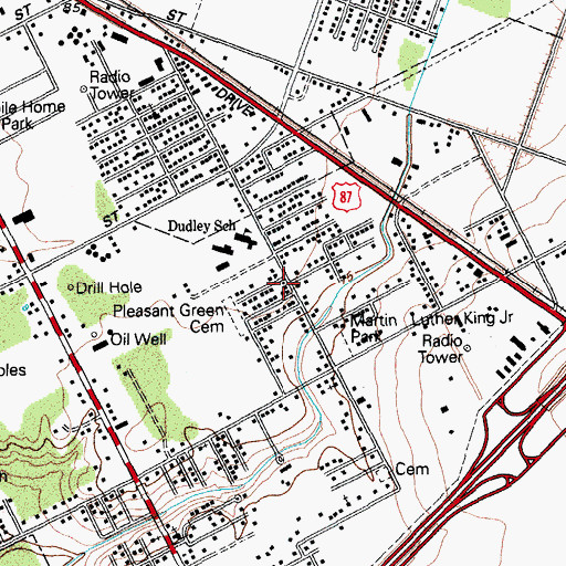 Topographic Map of Mount Olive Church, TX