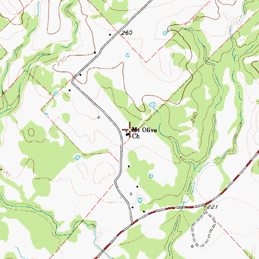 Topographic Map of Mount Olive Church, TX