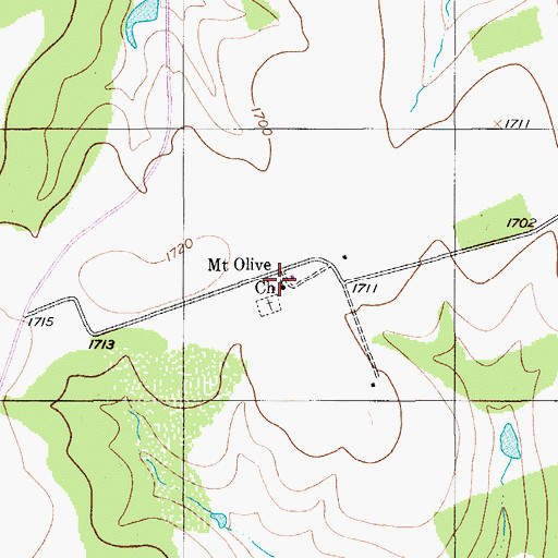 Topographic Map of Mount Olive Church, TX