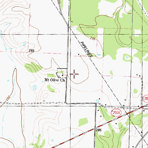 Topographic Map of Mount Olive Church, TX