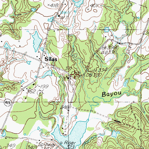 Topographic Map of Mount Olive Church, TX
