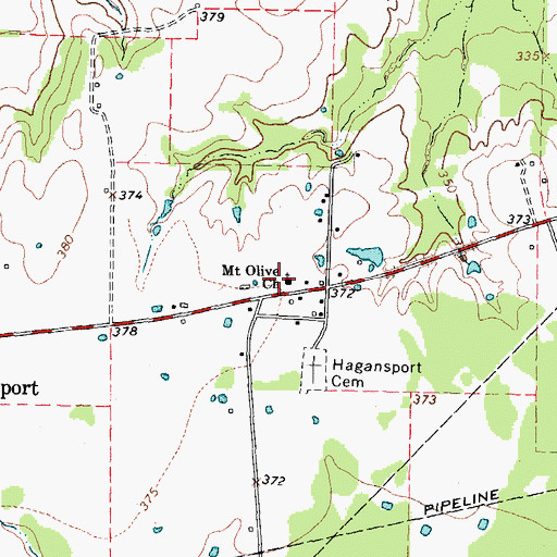 Topographic Map of Mount Olive Church, TX