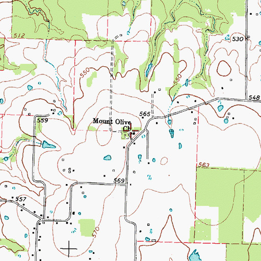 Topographic Map of Mount Olive Church, TX