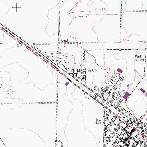 Topographic Map of Mount Olive Church, TX